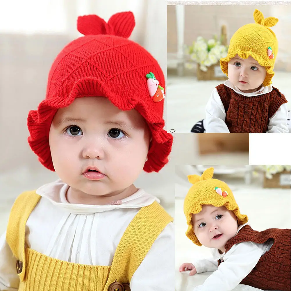 Cute Newborn Baby Hats Toddler Kids Girls Boys Caps With Ears Fruits