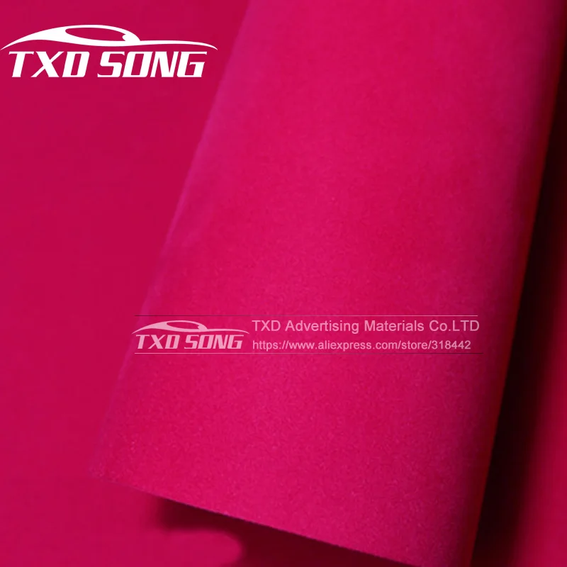 Good quality Rose Red Velvet Fabric Car Interior Wrap Film with free