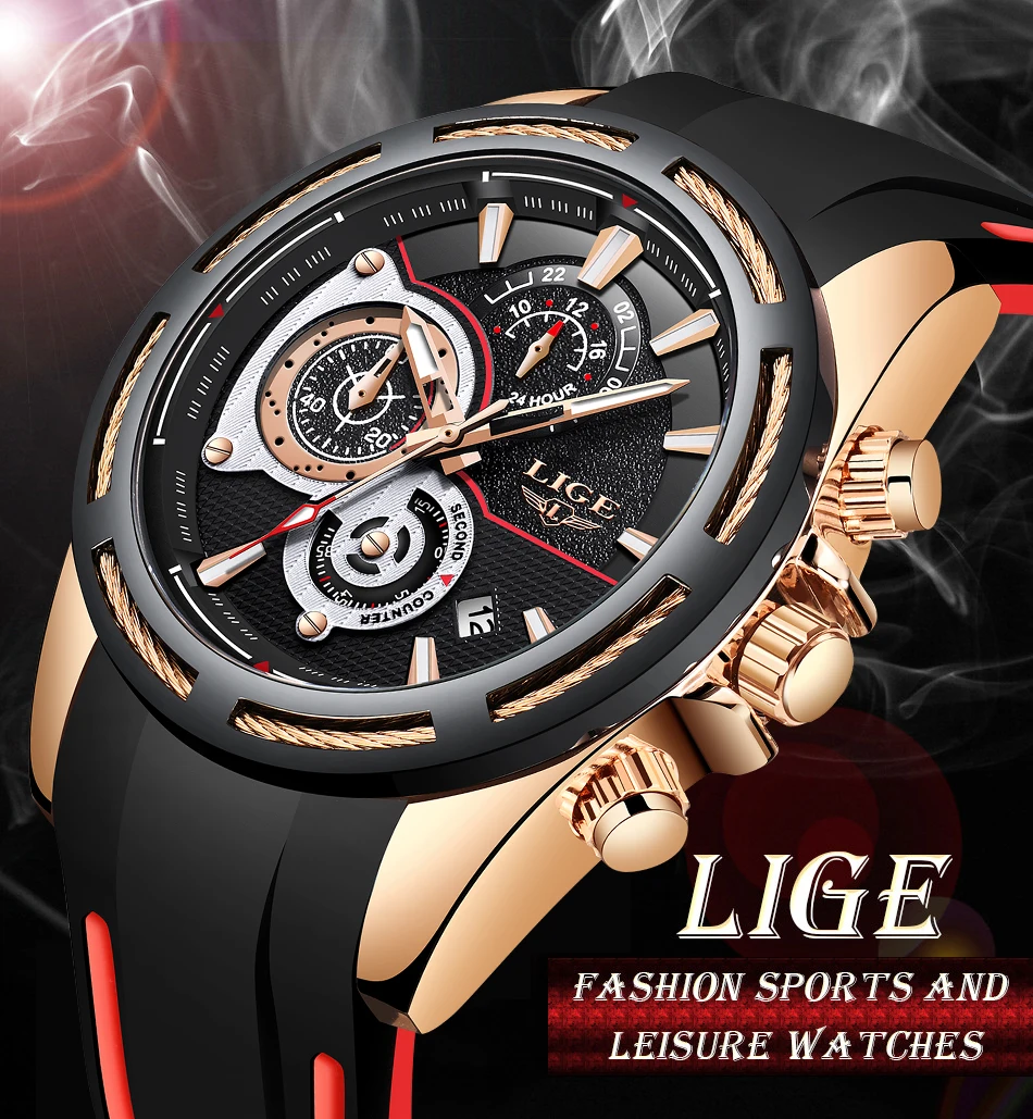 2019New LIGE силиконовый ремешок мужские часы модный топ бренд класса люкс Бизнес Кварцевые часы с подсветкой мужские повседневные водонепроницаемые часы