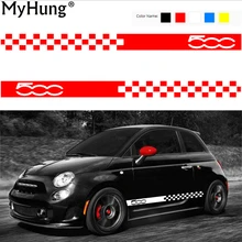 Car Body Sticker For Cars For Fiat 500 Dynamic Grid Waist Custom Car Stickers And Decals Car-Styling Auto Accessories 2pcs