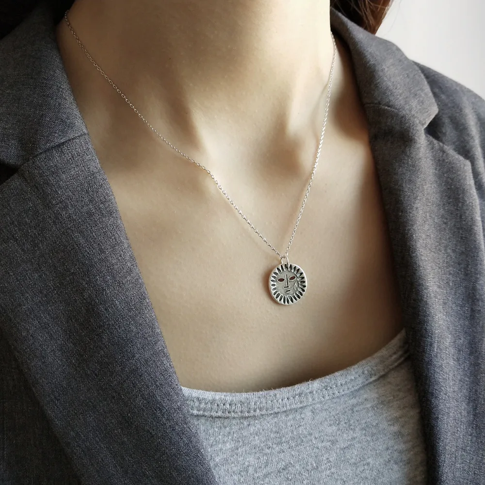 Women Solid Sterling Silver Necklaces&Pendants Girl Vintage Thai Silver Portrait Necklace Collar Jewelry Charms Accessories 2019 (7)