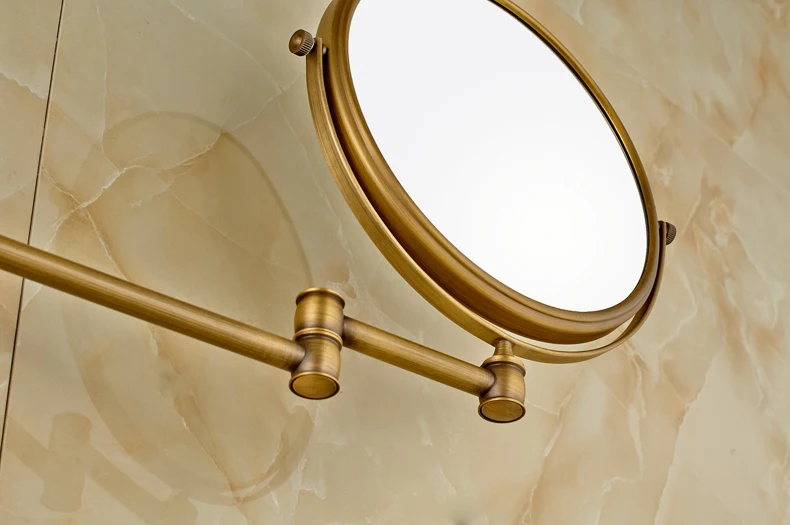 Античная латунь Ванная комната 8 дюймов косметическое зеркало двойной удлиняющий кронштейн 3 x увеличительное косметическое зеркало настенное крепление