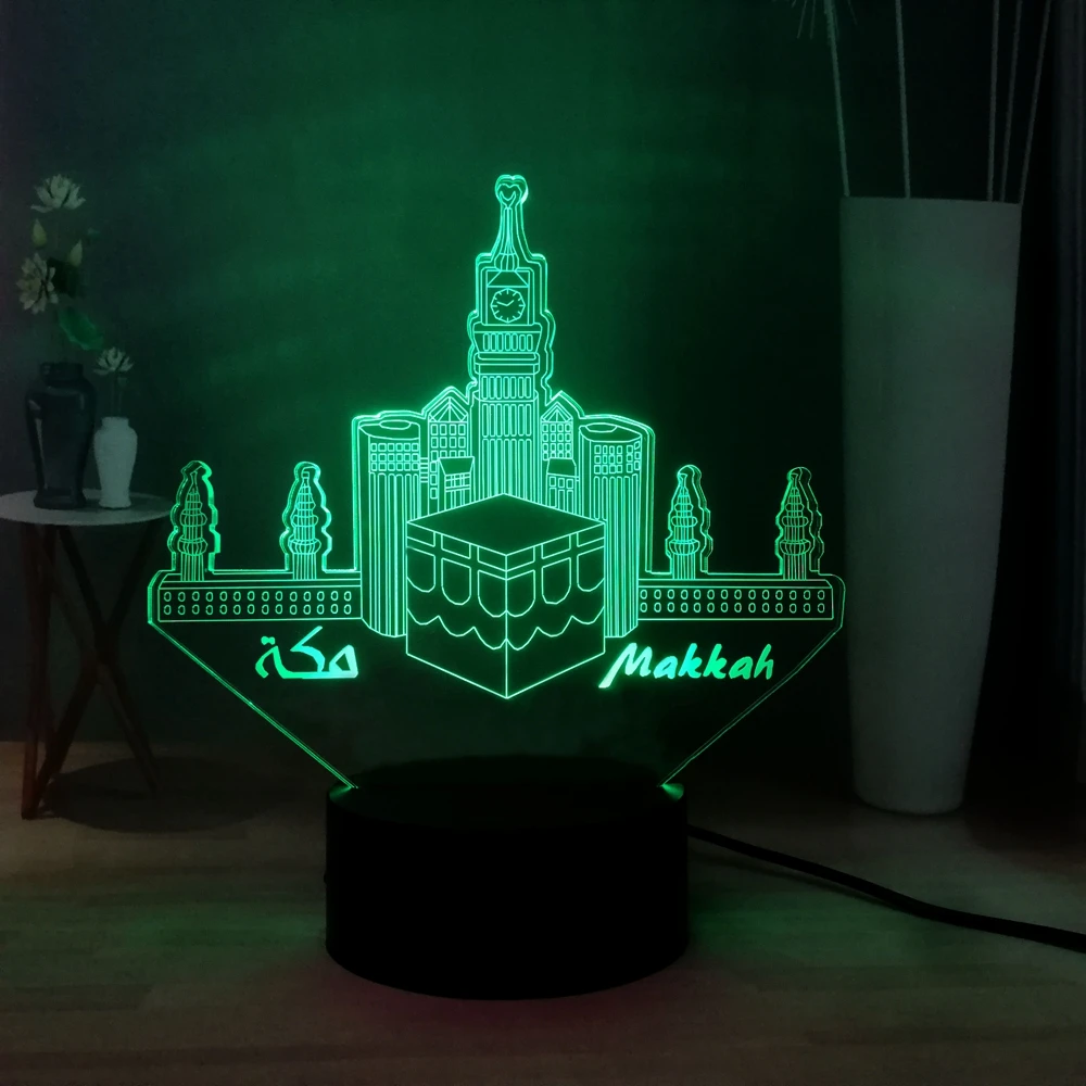 Креативный светодиодный ночник Makkah RGB USB переключатель разноцветный 3D иллюзия Лампа детский прикроватный ночник настольная лампа подарок на день рождения