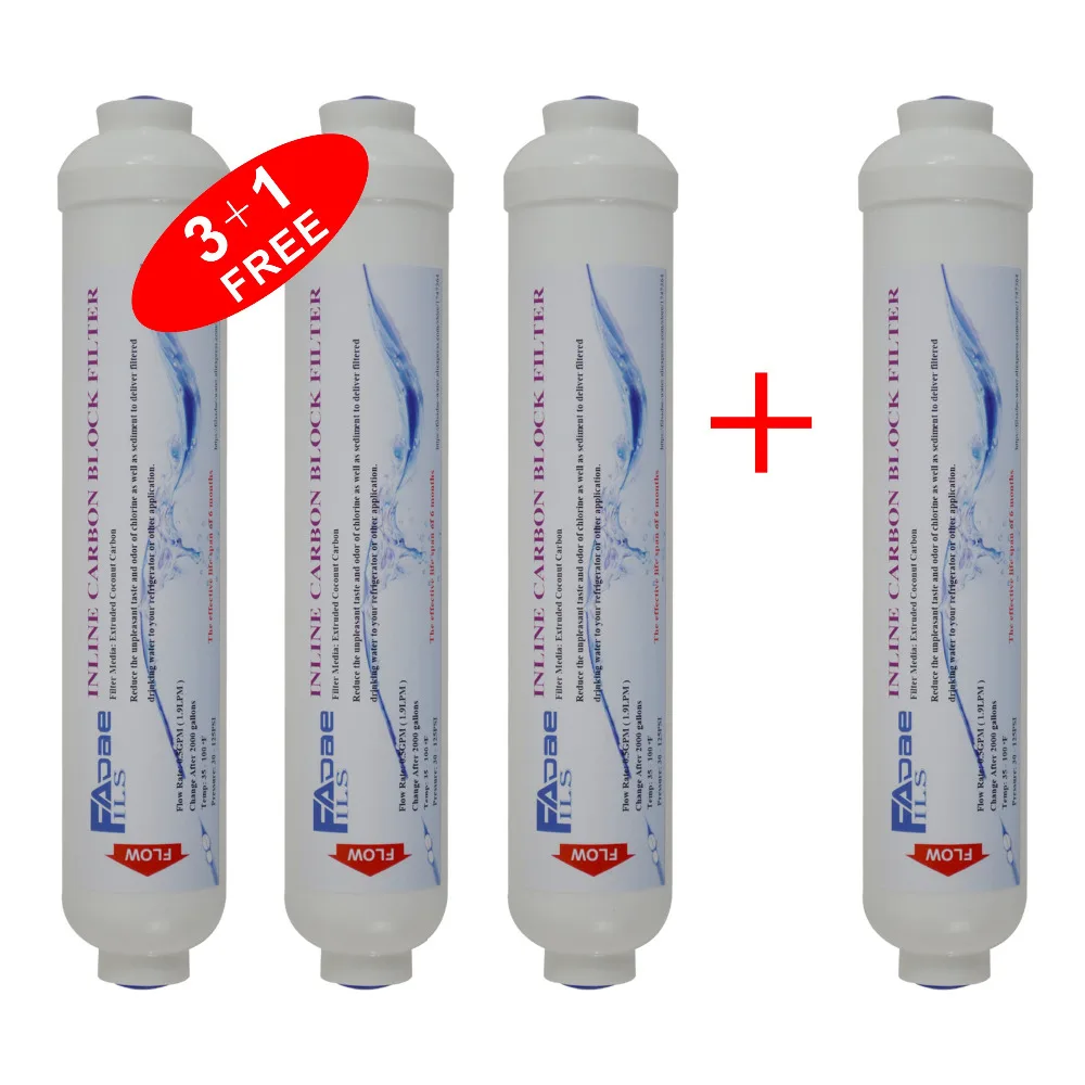 Reverse Osmosis/Refrigerator/Ice makers Replacement inline Coconut Carbon Block Filters (3+1