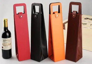

Luxury Portable PU Leather Wine Bags Red Wine Bottle Packaging Case Gift Storage Boxes With Handle Bar Accessories