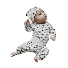 Комплект из 3 предметов для маленьких мальчиков и девочек; топы с рисунком панды и штаны; комплект одежды; oc30