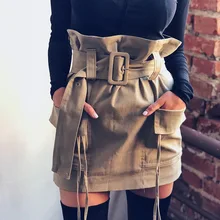 CHUANGJING повседневные однотонные женские ленты в стиле ампир бутон короткая юбка Famale летние уличные элегантные вечерние юбки