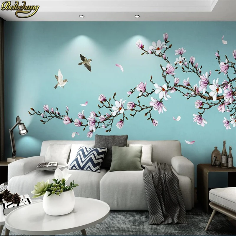 

beibehang custom European Magnolia Bird photo Wall Murals Wallpaper Flower Mural Art Living Room Bedroom Backdrop wall paper 3d