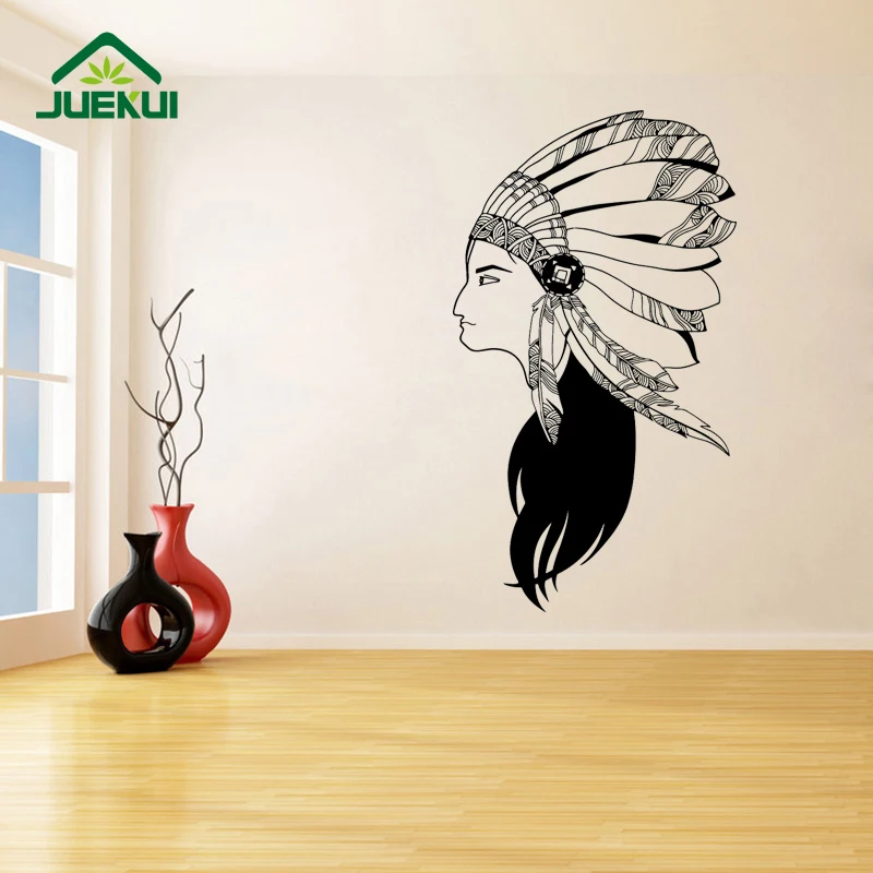 Native American Girl Wall Stickers for Living Room Home Decor Vinyl