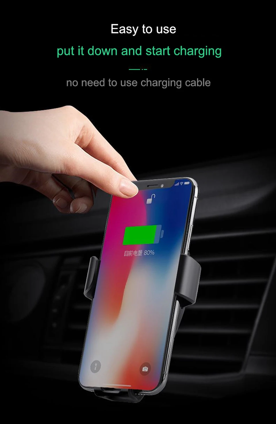 10W Qi Wireless Car Charger Air Vent Mobile Phone Charger For iPhone 8 8 Plus X For Samsung Galaxy S8 S9 Note 9 Huawei Mate 20 Pro 20 RS (55)