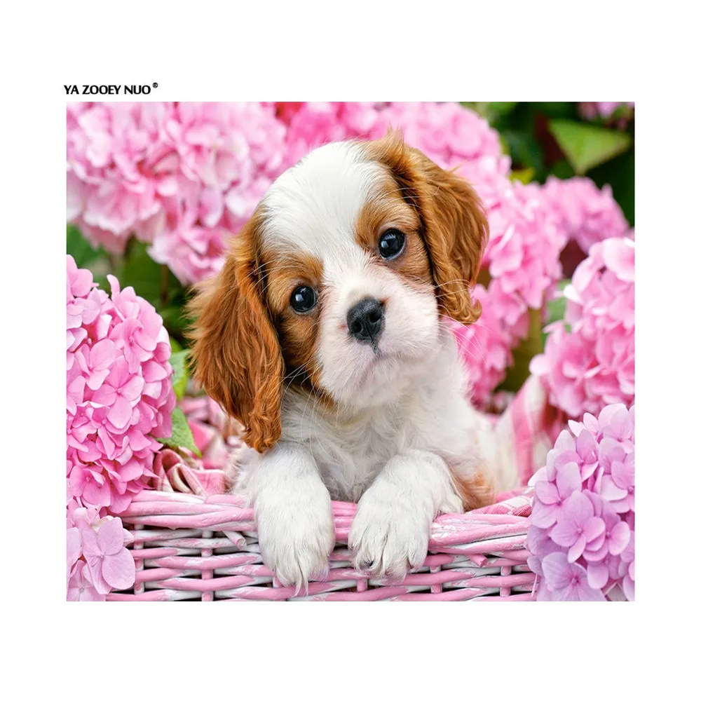 

5D diamond embroideryflower basket dog DIY diamond painting Cross Stitch full square Rhinestone mosaic wedding decoration YU222