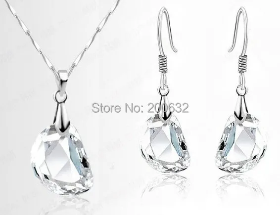 wholesale Best gift Top grade high quality chain Austrian CRYSTAL rhionstone pendant necklace earrings Jewelry Set free bag | Украшения и