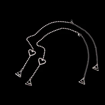 

1 Pair Women Crystal Heart Shape Bra Straps Bridal Wedding Prom Dress Rhinestone Acrylic Silver Shoulder Strap Summer Outfits