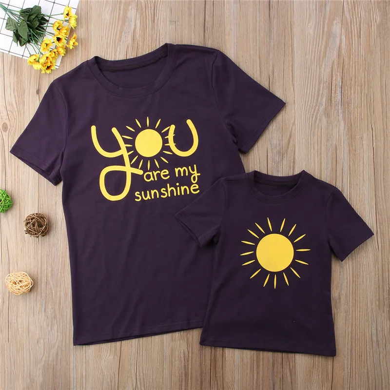 

you are my sunshine Family Matching Shirt Mother Daughter Kids T-shirt Tops Clothes Outfits Casual Tshirt