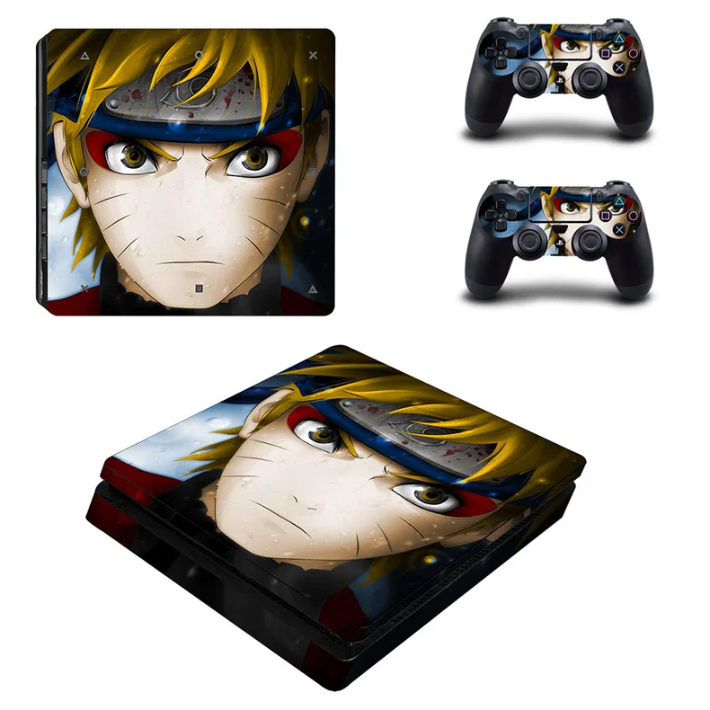 PS4 Slim Skin аниме стикеры Naruto Play station 4 тонкие виниловые наклейки Стикеры для Playstation 4 Slim консоли и два контроллера - Цвет: YSP4S-0613