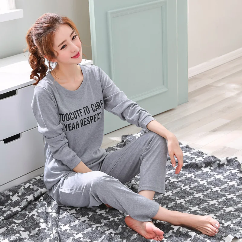 

Home Clothes Women Pyjamas Two Piece 2019 New Pijama Plus Size Cotton Pajama Set Female Sleepwear Kawaii Night Suit Nightwear