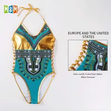 M& M сексуальный женский слитный купальник народный-изготовленный на заказ Frauen Печатный купальник висящий на шее Flanger Таиланд Badeanzug полые девушки