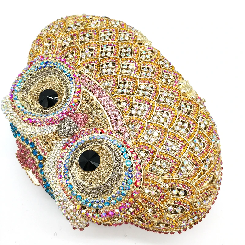 Animal bird design clutch women evening party bag diamonds owl shape crystal purses bridal wedding party crystal clutches