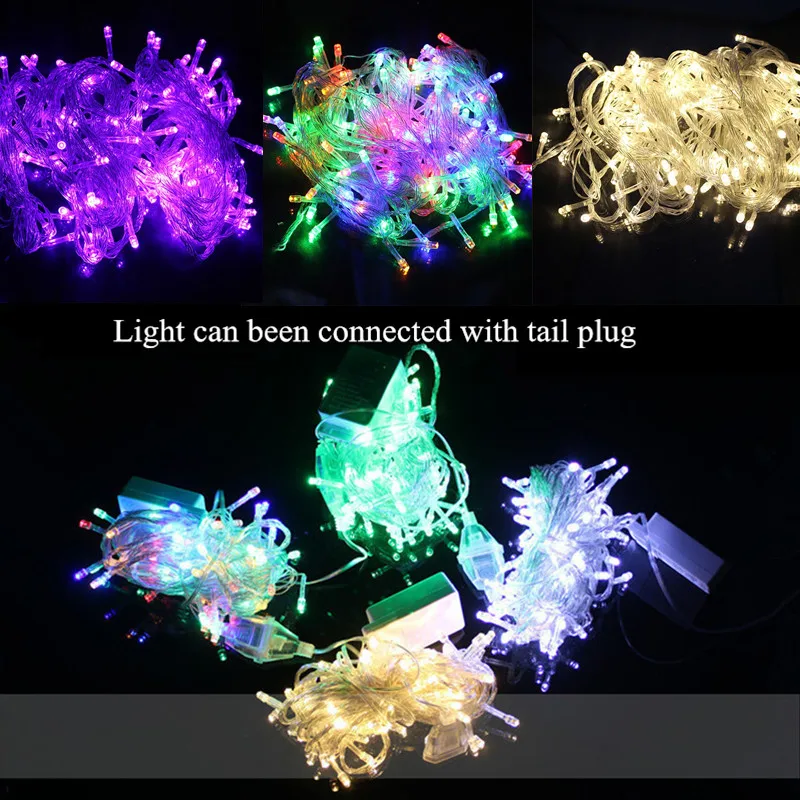 

EU/US 10M 100Leds Outdoor Led String Lights Fairy Christmas Light for Christmas Tree Wedding Party Decor Garland with Tail Plug