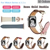 Correa de cuero genuino de oro rosa para Apple Watch, correa de cuero genuino de una sola vuelta para Apple Watch 6 5 4 3 2 1 44mm 40mm, accesorios para iWatch ► Foto 1/6