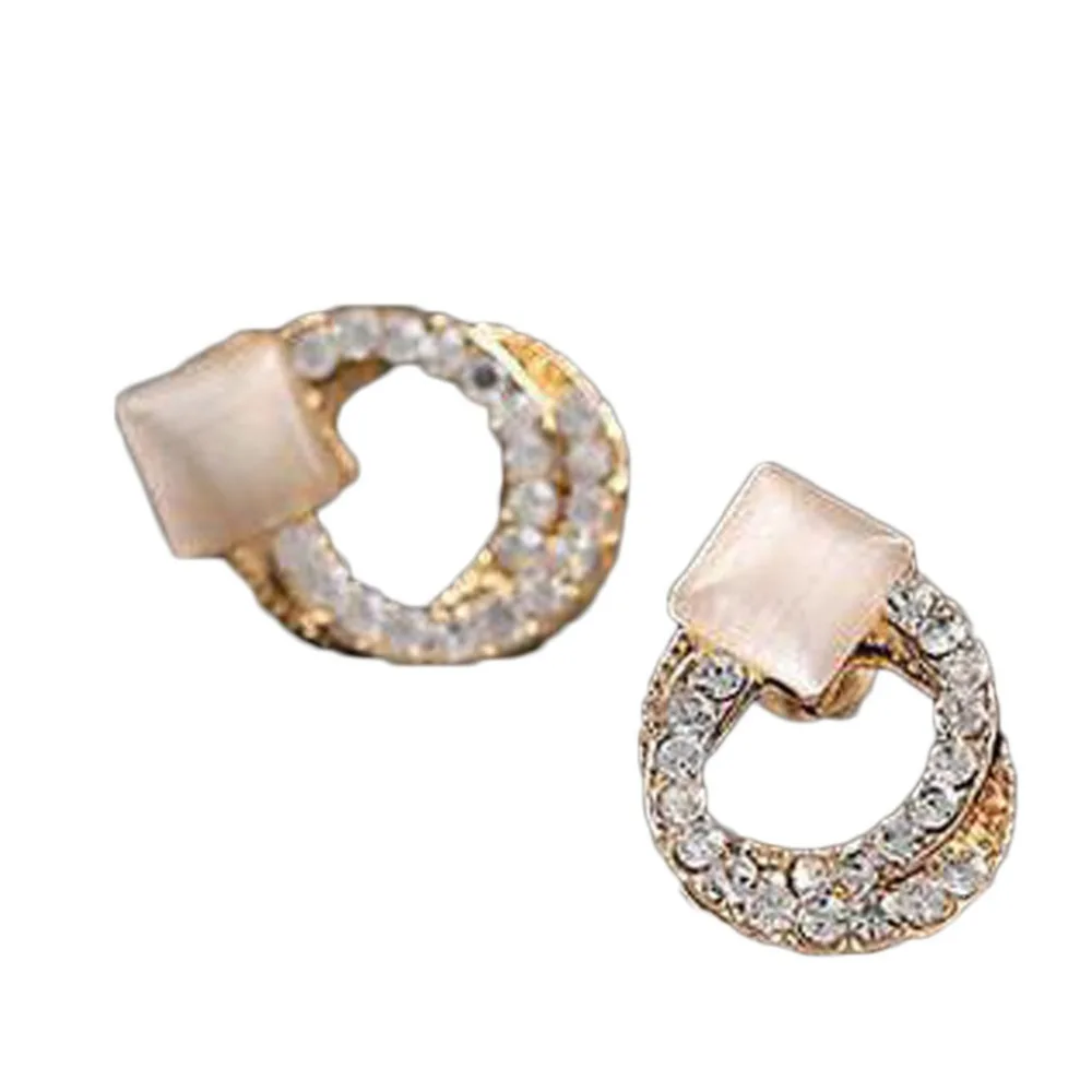 

2017 Jewelry Popular Rhinestones Spiral Opal Stud Earrings Color Gold color