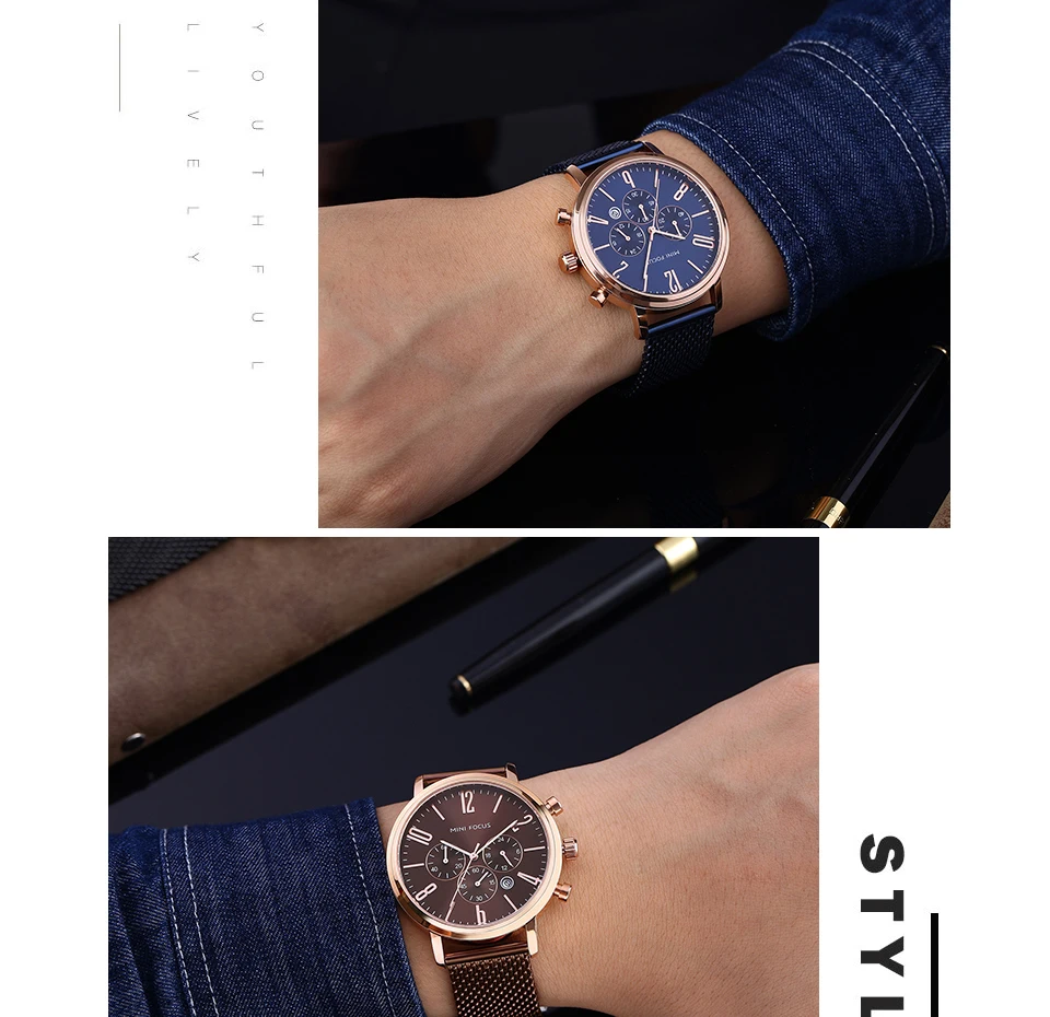 MINIFOCUS наручные часы Мужские лучший бренд роскошные известные мужские часы кварцевые часы наручные часы кварцевые часы Relogio Masculino MF0183G. 05