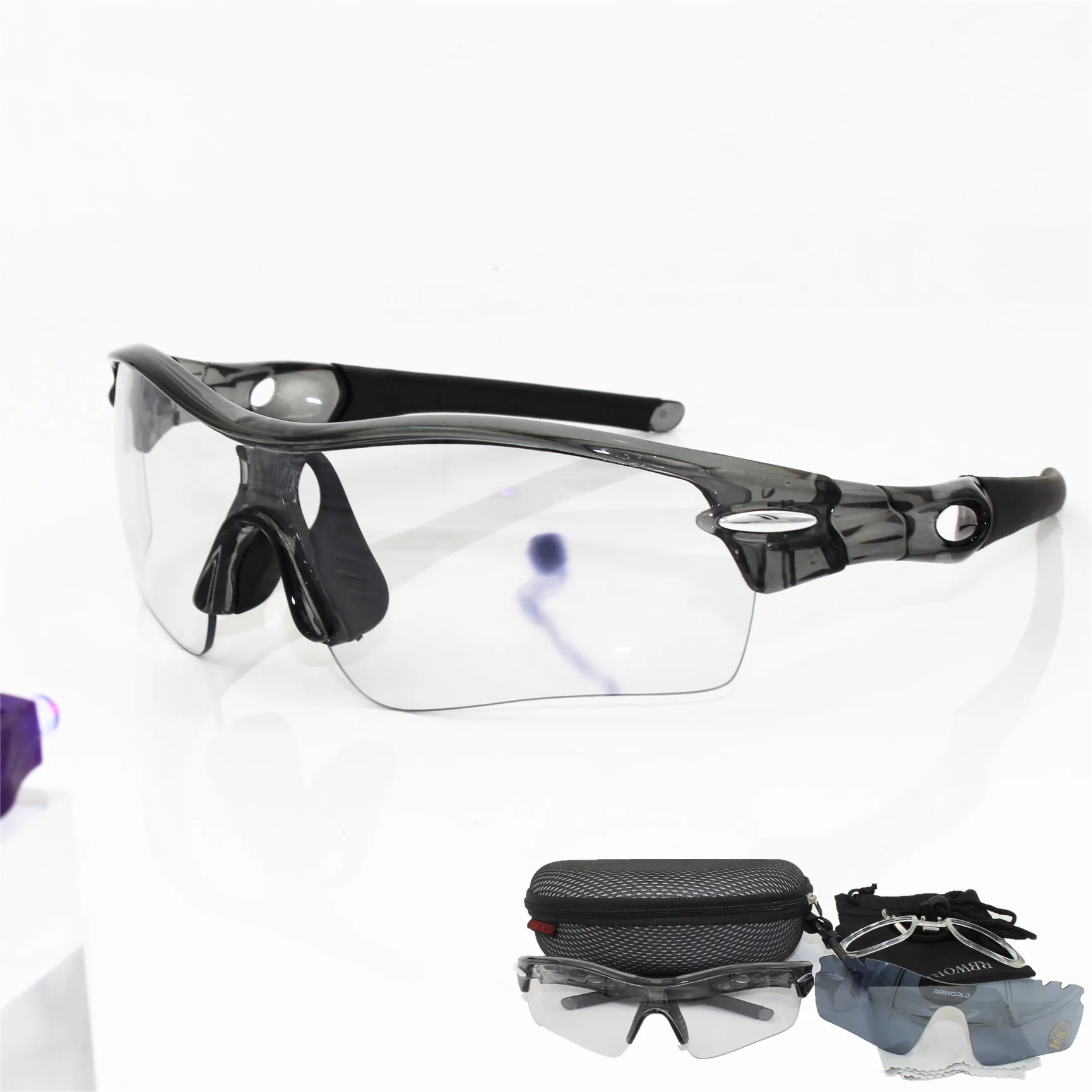 Фотохромные солнцезащитные очки Авто TR90 спорта Велоспорт обесцвечивание очки Для мужчин Для женщин MTB дороги велосипед очки 2 объектива - Цвет: Черный