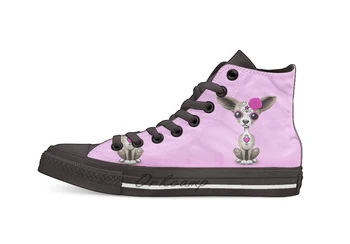 

Pink Day of the Dead Sugar Skull Chihuahua Puppy Casual High Top Canvas shoes sneakers Light Walking Shoes