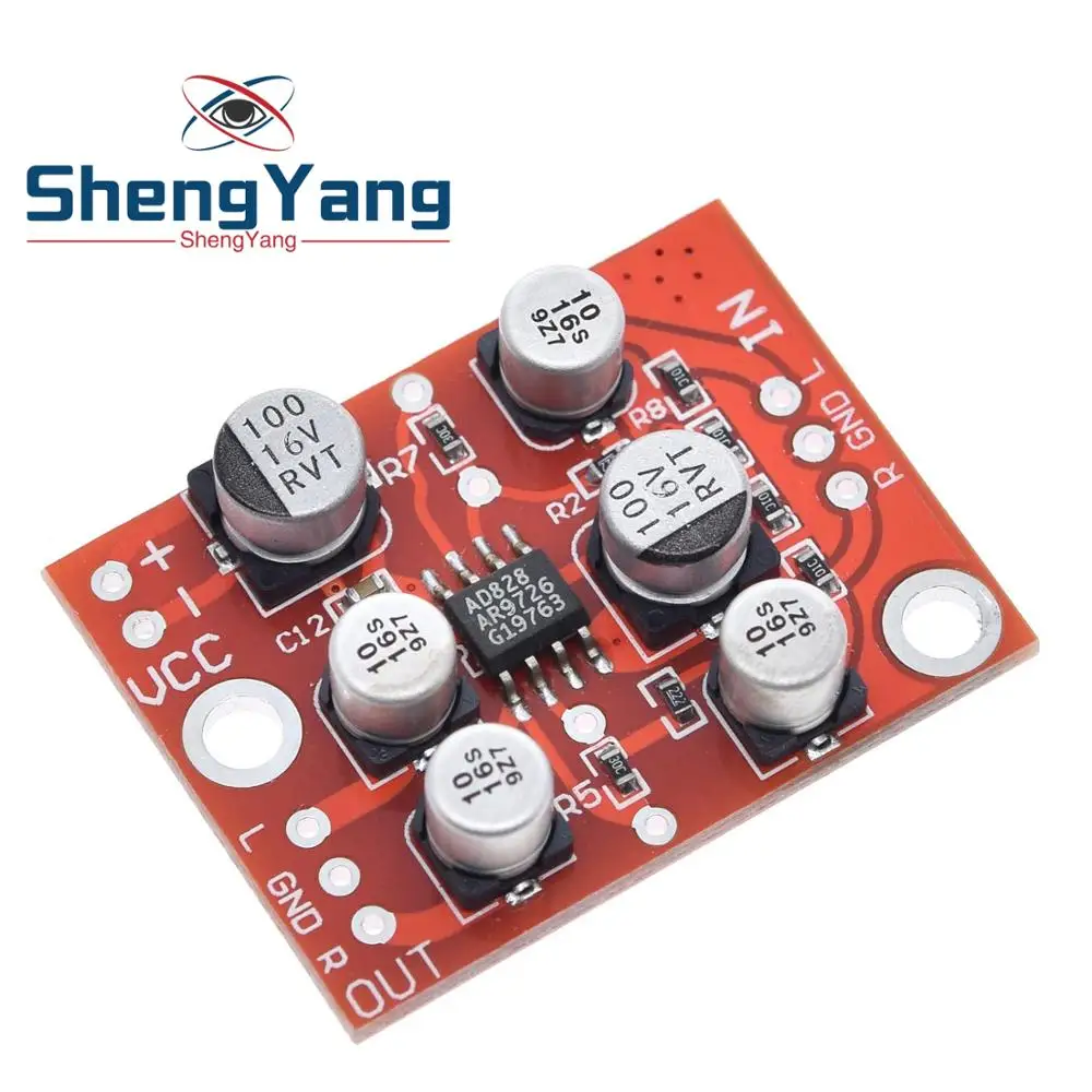 

ShengYang 1PCS DC 5V-15V 12V AD828 Stereo Preamp Power Amplifier Board Preamplifier Module