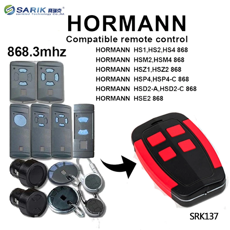 

4 channel Hormann HSM4 868 mhz garage gate opener Compatible with Hormann HSM2, HSM4 868MHz door remote control command
