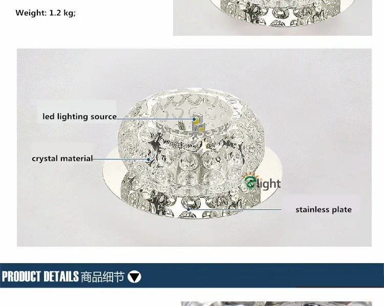 Dia10cm современный блеск Хрустальный светодиодный потолочный Люстра светильник s хромированный металлический коридор светодиодные люстры светильник для прохода светильник