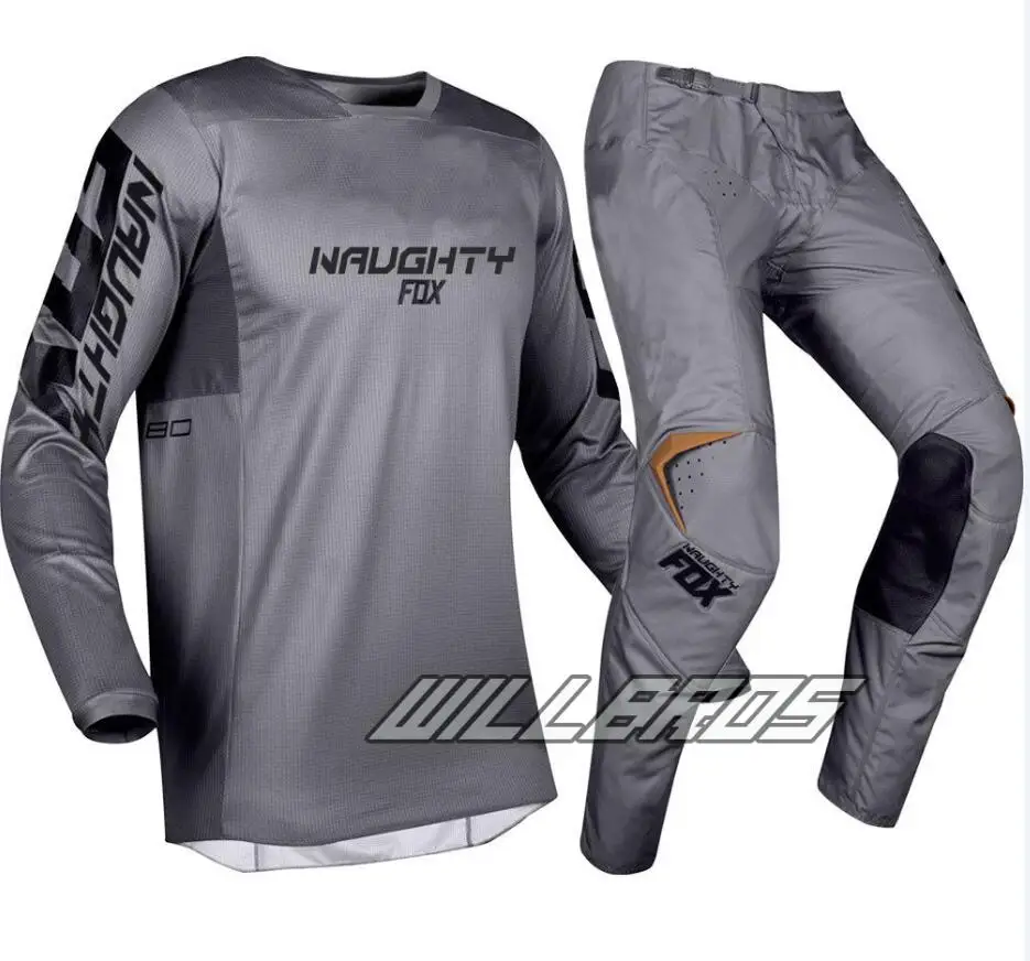 Naughty Fox MX 180 PRIZM мотокросса костюм комбинированный внедорожный MTB DH MX гонки Джерси и брюки Мотоцикл Байк - Цвет: Серый