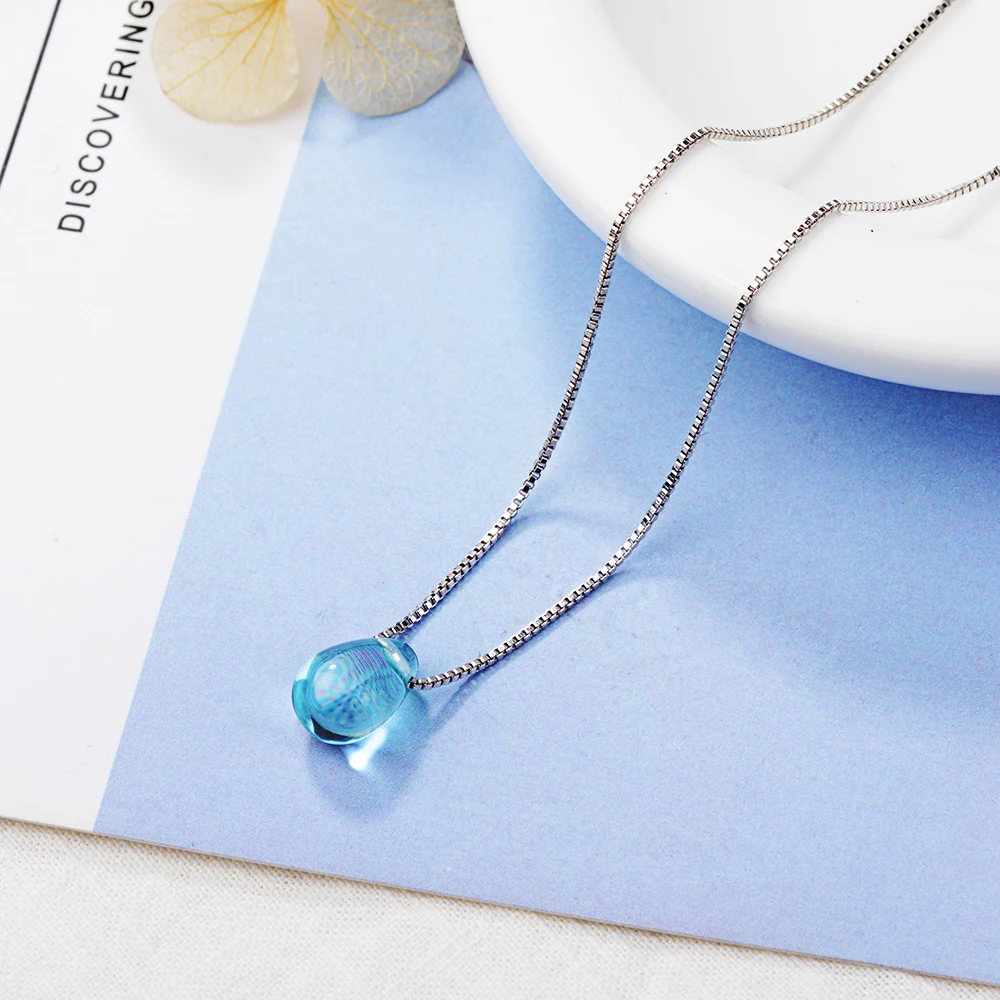 Todorova Blue Crystal Water Drop Necklace Mermaid Tears Sand Pendant Necklace Women Beach Ocean Sea Necklace Pendant Necklaces Aliexpress