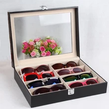 8 Grid Eyewear Sunglasses Jewelry Watches Glasses Storage Display Case Box Organizer PU Leather Tray Organizer Holder Box 8 Slot