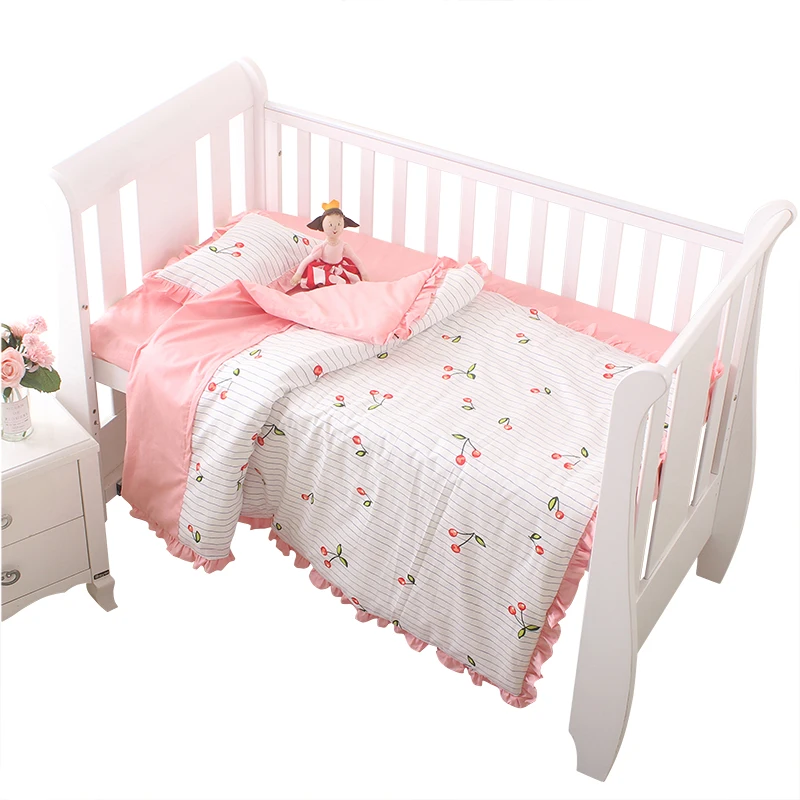 

3 pcs baby crib quilt coverset 100%cotton baby boy girl removable baby bedding duvet cover pillowcase sheet newborn baby gift