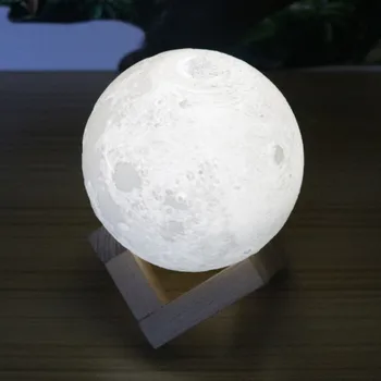 

[Seven Neon]Rechargeable 3D Print Moon Lamp 2 Color Change Touch Switch Bedroom Bookcase Night Light Home Decor Creative Gift