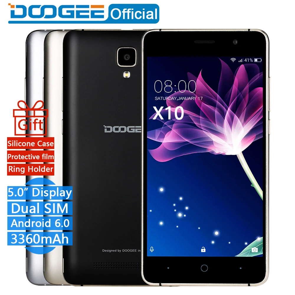 In Stock Now DOOGEE X10 mobile phones 5 0Inch IPS 8GB Android6 0 smart phone Dual