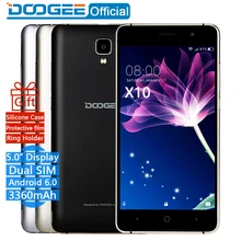 In Stock Now DOOGEE X10 smart phones 5.0 Inch IPS 8GB Android6.0 mobile phone Dual SIM MTK6570 5.0 MP 3360 mAH WCDMA GSM mobile phone