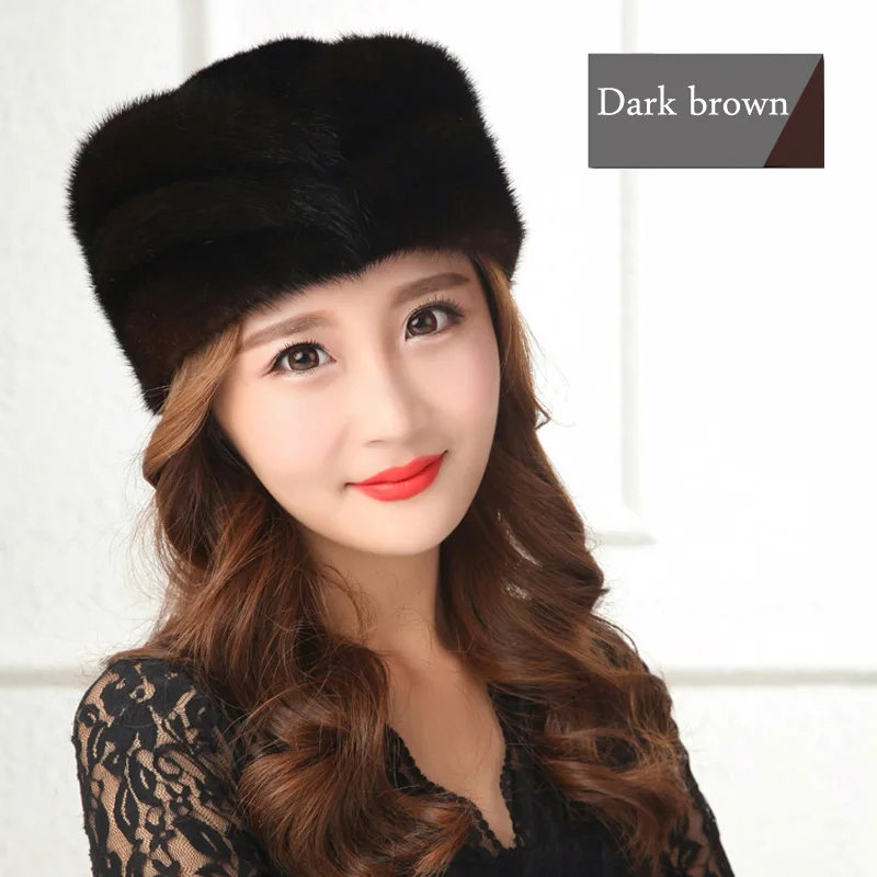 US $105.00 Autumn and winter ladies mink fur and coat hat water mink straw hat fur cap whole mink Finland hat