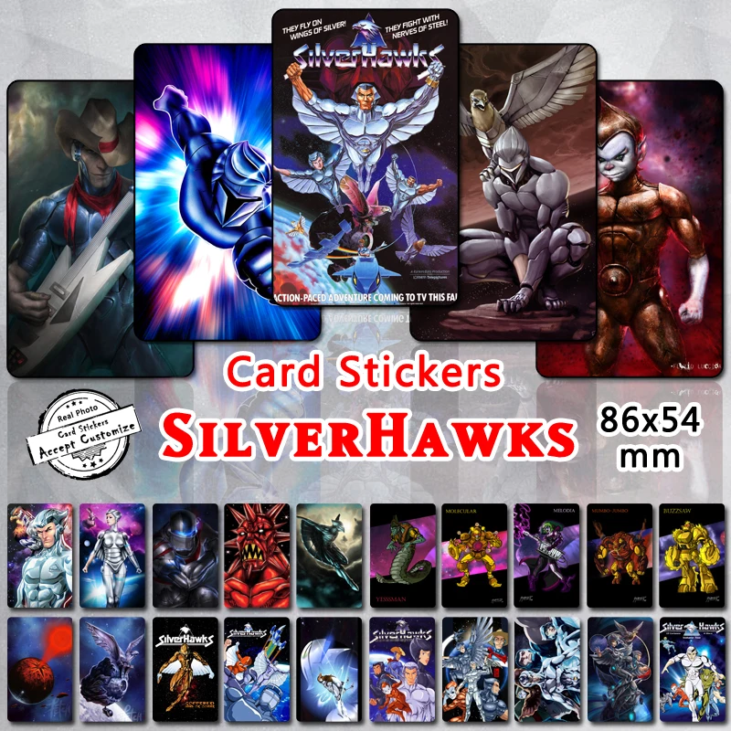 

35pcs SilverHawks Card Stickers Classic 80s Cartoon Characters Steelheart Copper Kidd PET Glossy Surface Sticker Collections