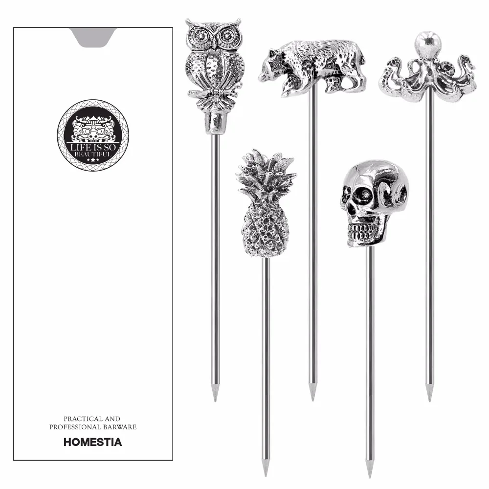 Buy 6pcs Pack Cocktail Picks Stainless Steel Stirring