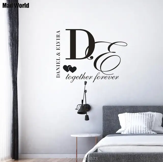personalised name together forever hearts wall art stickers wall