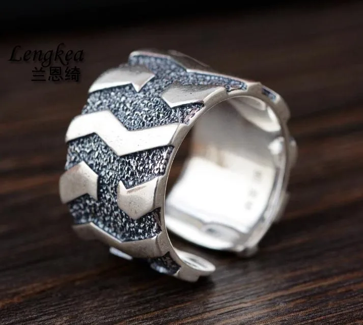 

Lengkea jewelry men rings Real 990 silver ring personality Vintage Car Tire opening ring Cool men jewelry charm boyfriend Gifts