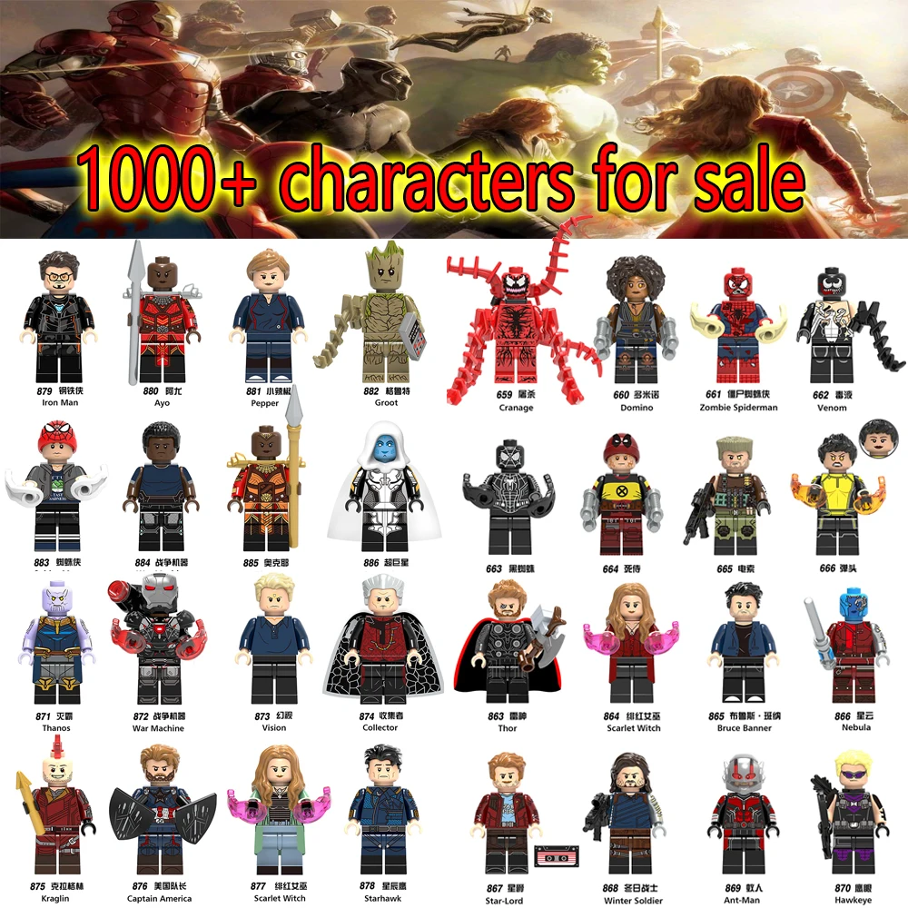 

Super Hero Playmobiling Figure Thor Set Spiderman Batman Hulk lEGOED Marvel Avengers Building Blocks sets BricksToy