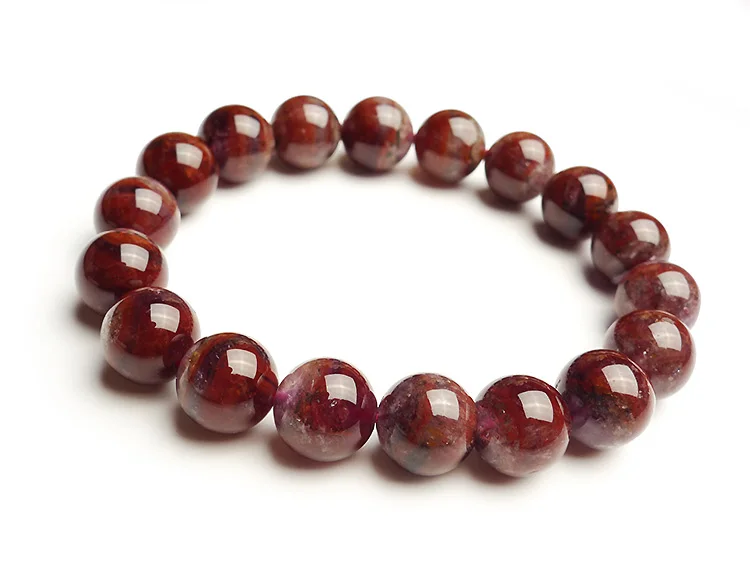 

Genuine Natural Auralite 23 Canada Round Beads Bracelet Crystal 11mm Red Purple Women Men Stone Rarest Bracelet Jewelry AAAAA