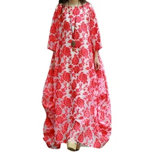 Spring Summer Style Casual Dress Women plus size dress cut flowers silk cotton boat neck dress Women Maxi Dress robe