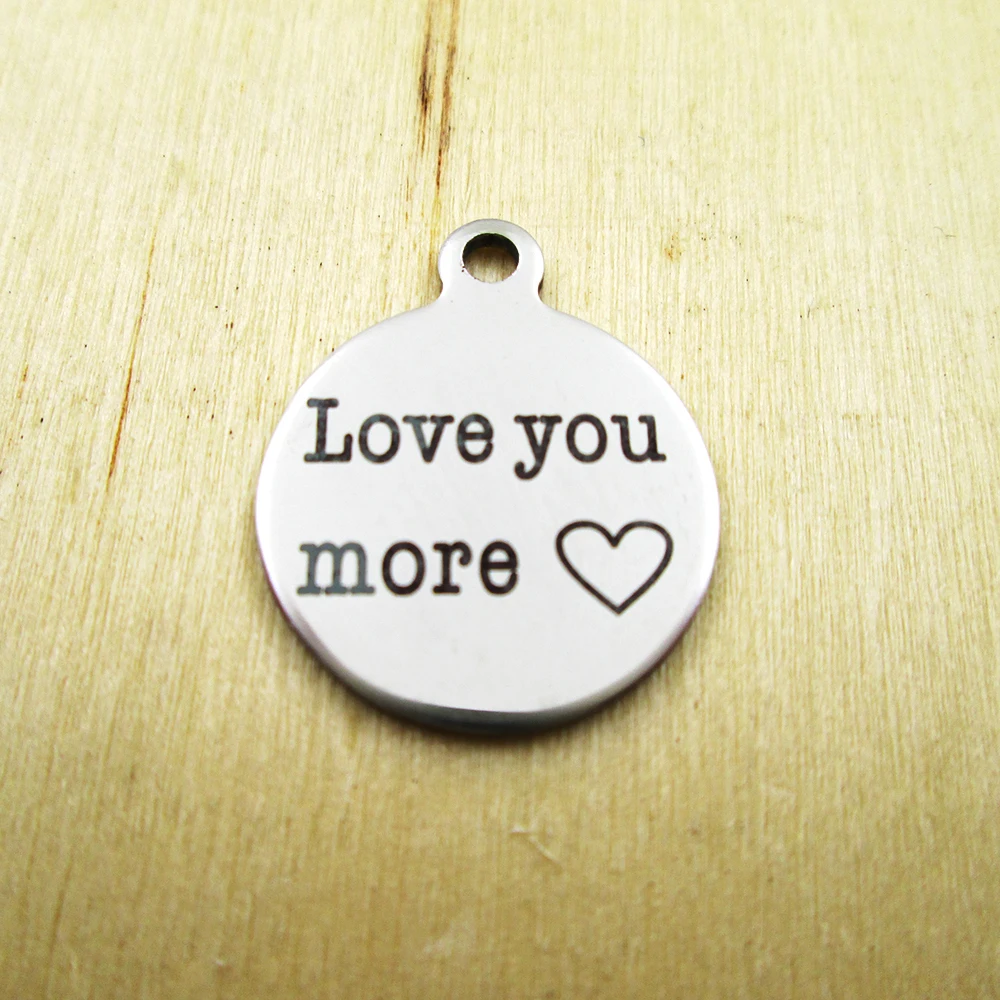 10 шт./партия-love you more charms из нержавеющей стали с сердцем-лазерная