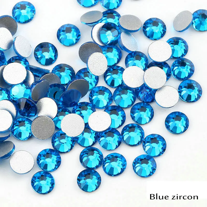 Синие циркониевые/Синие стразы для дизайна ногтей 1,3 мм-6,5 мм с плоской задней поверхностью без горячей фиксации, стразы для дизайна ногтей