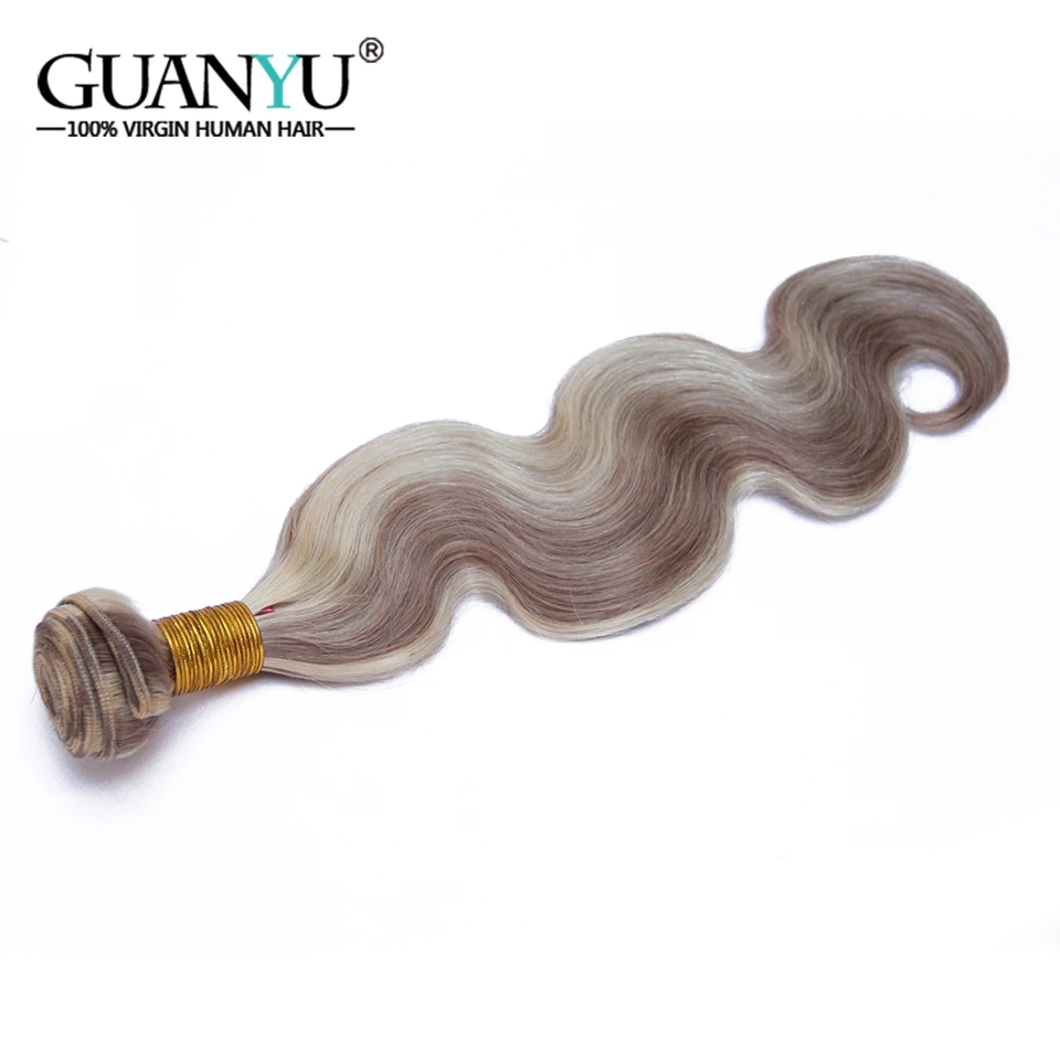 Guanyuhair перуанские прямые волосы пианино Цвет P8/613 3 Связки объемная волна эффектом деграде (переход от темного к блондин человеческие