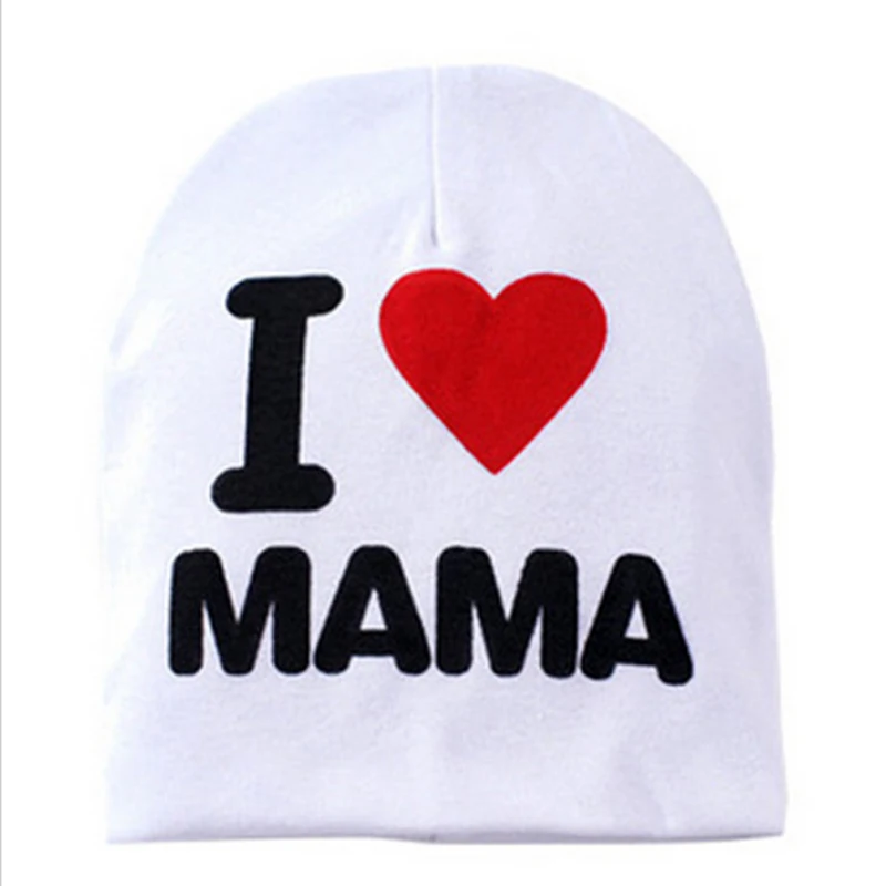Детская шапка I Love MAMA или PAPA вязаная для малышей мальчиков и девочек детская